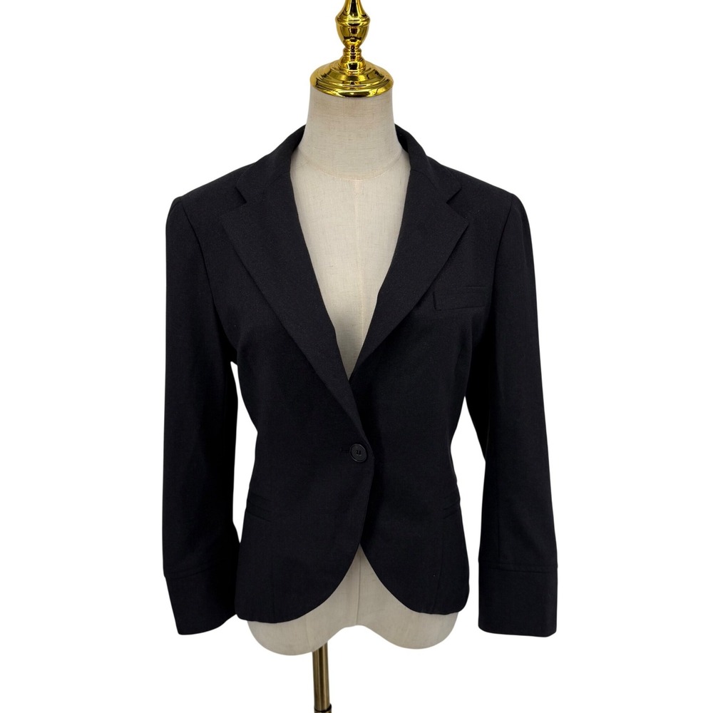 Theory Blazer Women 12 Gray Wool Blend Single Button Tailored Jacket Fall